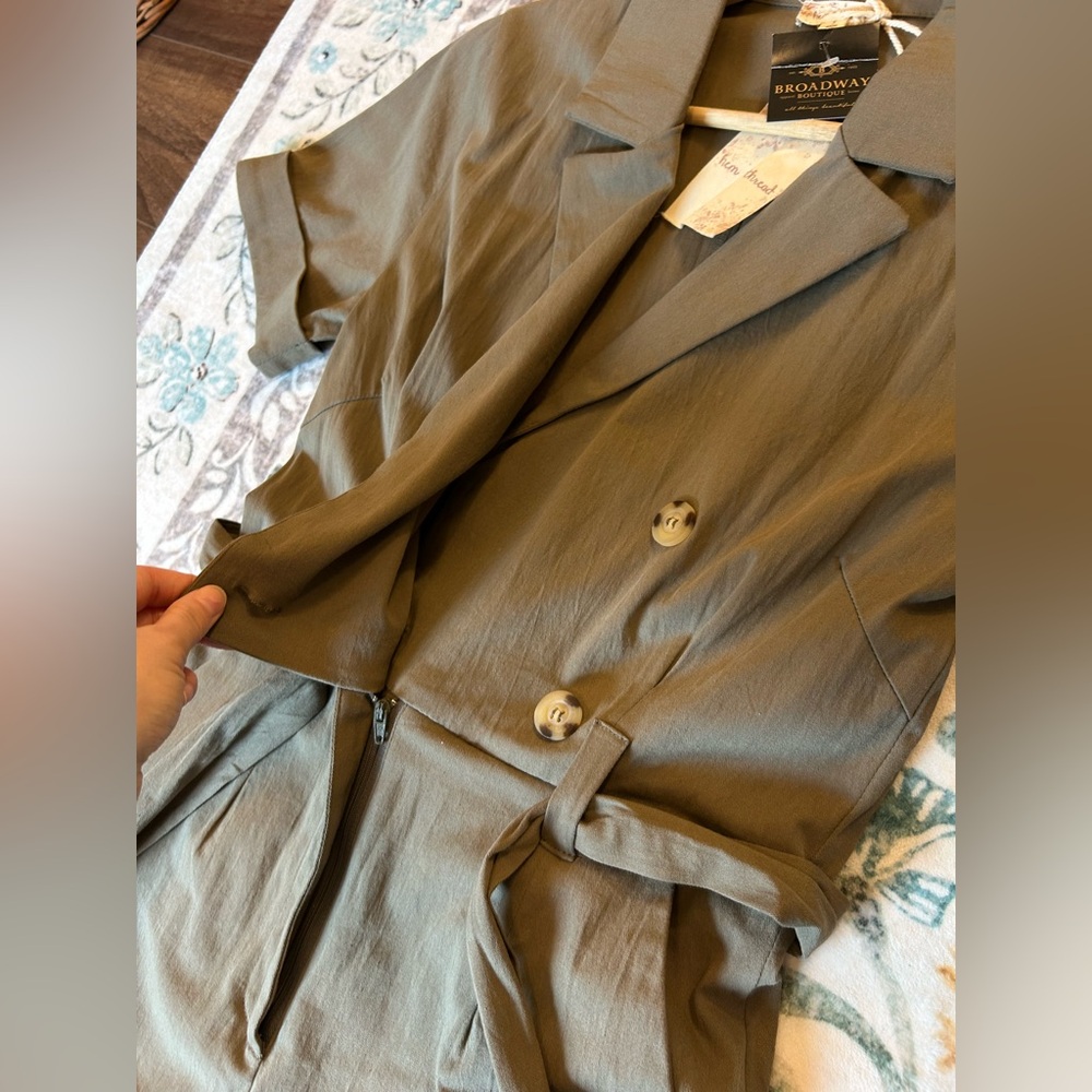 Hem & Thread Olive Green Short Sleeve Romper - Picture 16 of 16